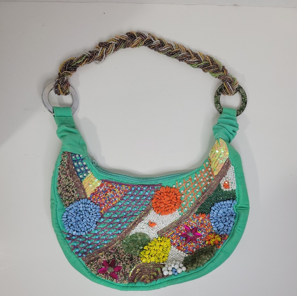 Vintage TONI Purse, Hand Bag With Sequins Beads Rhinestones